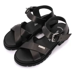 LES TROPEZIENNES PAR M.BELARBI Sandale en cuir tiha Femme NOIR New