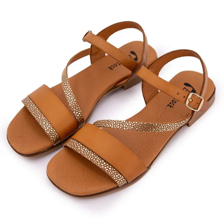 BIOSTOCK Sandales à bride marron dorée fuji avellana Femme MARRON CLAIR Hot