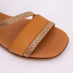 BIOSTOCK Sandales à bride marron dorée fuji avellana Femme MARRON CLAIR Hot