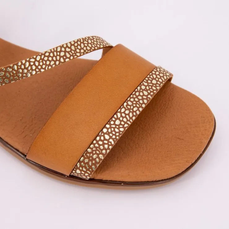 BIOSTOCK Sandales à bride marron dorée fuji avellana Femme MARRON CLAIR Hot