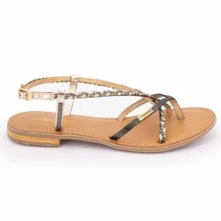 LES TROPEZIENNES PAR M.BELARBI Sandales à entre-doigts irisé Monatres Femme NOIR Clearance