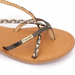 LES TROPEZIENNES PAR M.BELARBI Sandales à entre-doigts irisé Monatres Femme NOIR Clearance