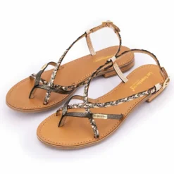 LES TROPEZIENNES PAR M.BELARBI Sandales à entre-doigts irisé Monatres Femme NOIR Clearance