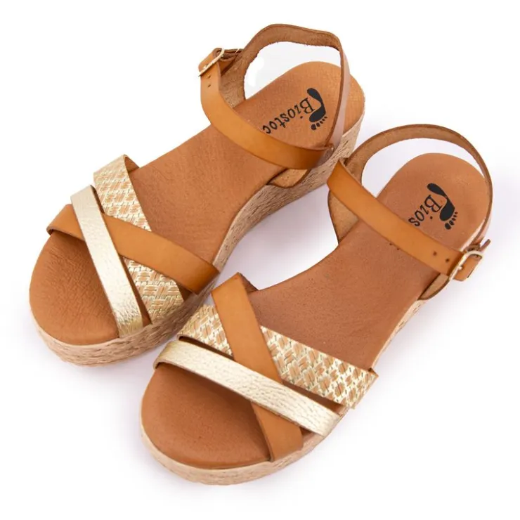 BIOSTOCK Sandales à plateforme multi avellana Femme MARRON Online