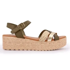 BIOSTOCK Sandales à plateforme multi avellana Femme KAKI