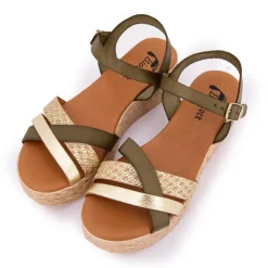 BIOSTOCK Sandales à plateforme multi avellana Femme KAKI