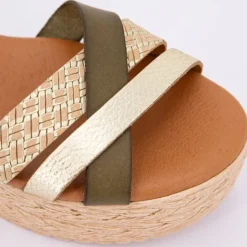 BIOSTOCK Sandales à plateforme multi avellana Femme KAKI