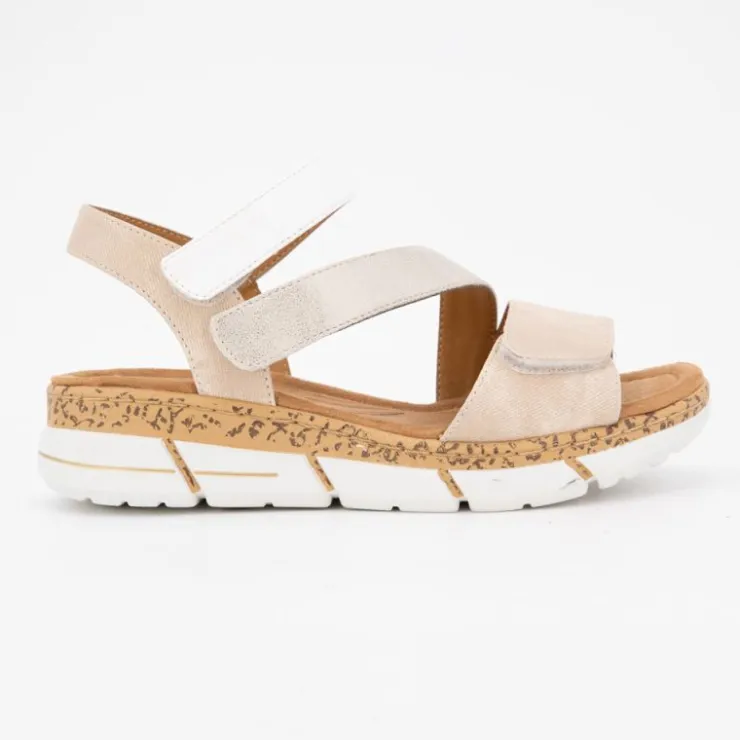 ROMIKA Sandales à scratch bi color semelle stylisée Femme BEIGE Discount