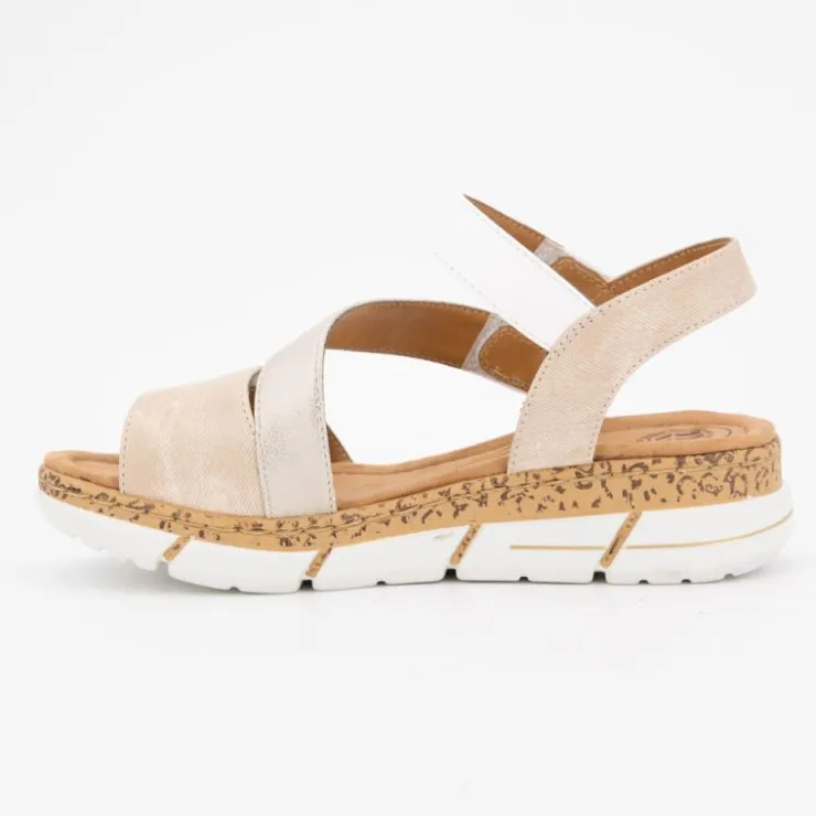 ROMIKA Sandales à scratch bi color semelle stylisée Femme BEIGE Discount