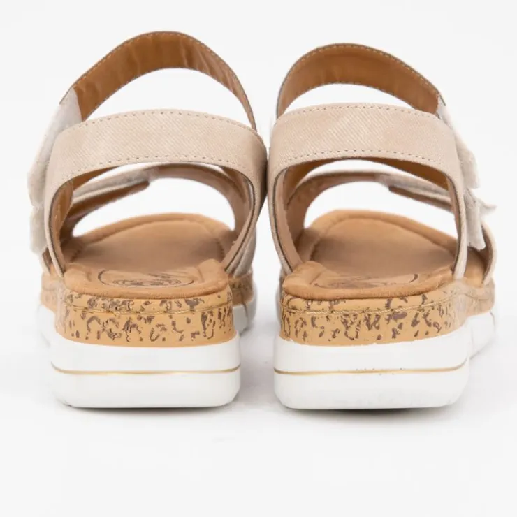 ROMIKA Sandales à scratch bi color semelle stylisée Femme BEIGE Discount