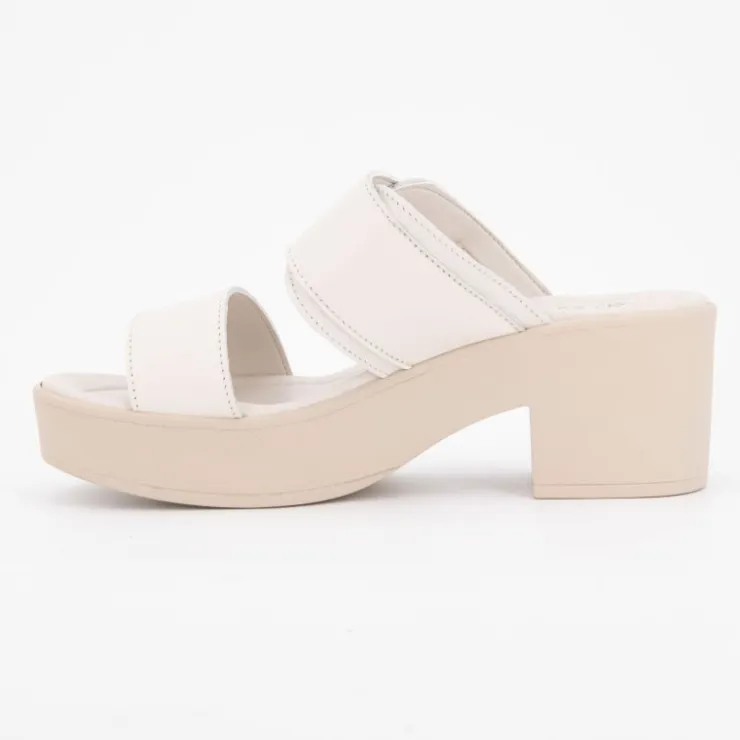 SCHOLL Sandales à talons blanche en cuir tessa boucle dorée Femme BLANC ECRU Discount