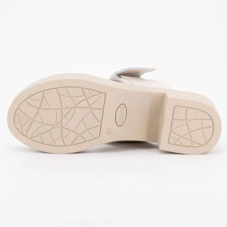 SCHOLL Sandales à talons blanche en cuir tessa boucle dorée Femme BLANC ECRU Discount