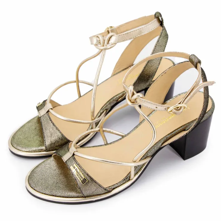 LES TROPEZIENNES PAR M.BELARBI Sandales à talons bride irisée Lilonbuc Femme OR Best