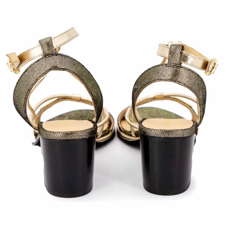 LES TROPEZIENNES PAR M.BELARBI Sandales à talons bride irisée Lilonbuc Femme OR Best