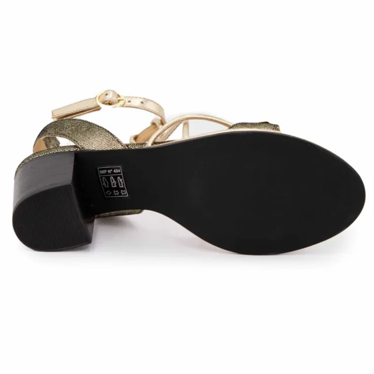 LES TROPEZIENNES PAR M.BELARBI Sandales à talons bride irisée Lilonbuc Femme OR Best