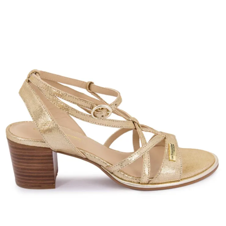 LES TROPEZIENNES PAR M.BELARBI Sandales à talons 6cm Lirao irisé Femme OR Best