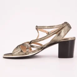 LES TROPEZIENNES PAR M.BELARBI Sandales à talons 6cm Lirao or irisé Femme NOIR Hot