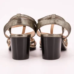 LES TROPEZIENNES PAR M.BELARBI Sandales à talons 6cm Lirao or irisé Femme NOIR Hot