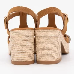 CARLA TORTOSA Sandales à talons imprimé léopard avec effet daim Femme MARRON New