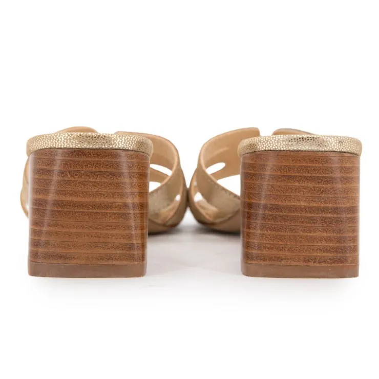 LES TROPEZIENNES PAR M.BELARBI Sandales avec talons 5cm Livia Femme OR Clearance