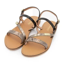 LES TROPEZIENNES PAR M.BELARBI Sandales Baden noires motif serpent Femme MULTICOLORE New