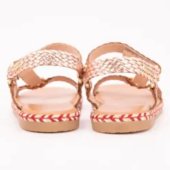 LES TROPEZIENNES PAR M.BELARBI Sandales blister cuir tissé Fille OR ROSE Clearance