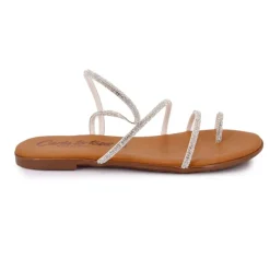 CARLA TORTOSA Sandales brides à strass cristale en cuir Femme ARGENT Online