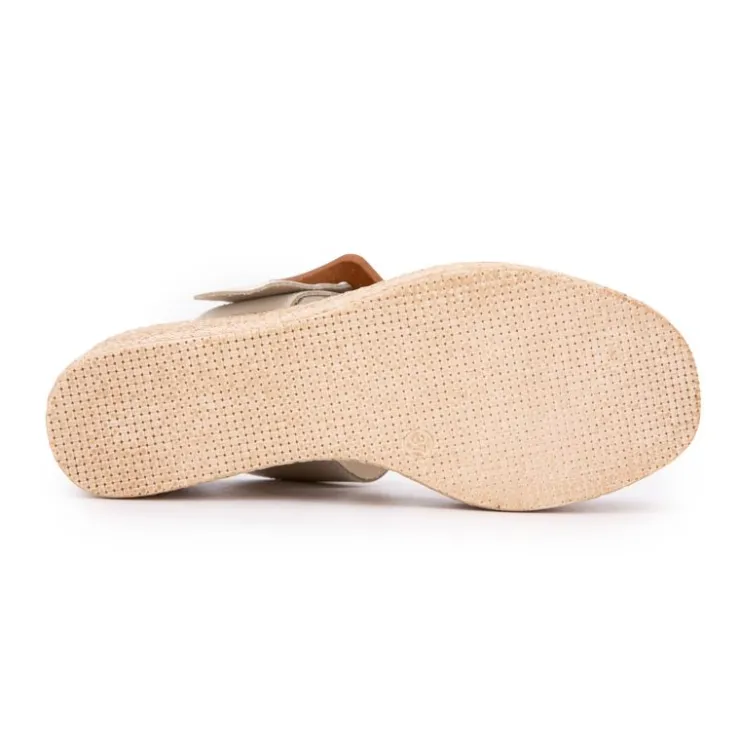 BIOSTOCK Sandales compensée madera boucle en bois Femme BEIGE Online