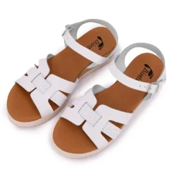 BIOSTOCK Sandales compensées à brides larges Femme BLANC Discount