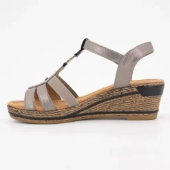 ROMIKA Sandales compensées à talons avec strass à stratch Femme GRIS Clearance