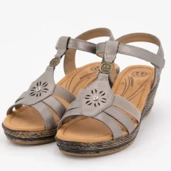 ROMIKA Sandales compensées à talons avec strass à stratch Femme GRIS Clearance