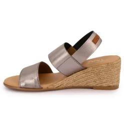 PINAZ Sandales compensées brillantes semelle corde Femme ARGENT