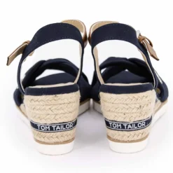TOM TAILOR Sandales compensées couleur Navy semelle en corde Femme BLEU FONCE