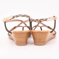 LES TROPEZIENNES PAR M.BELARBI Sandales compensées cuir Homatres irisé avec tresses Femme GRIS FONCE New