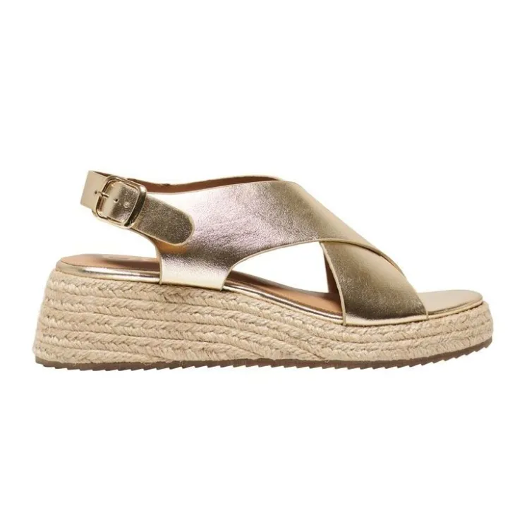 ONLY Sandales compensées espadrille Minerva brillante avec boucle Femme OR Best