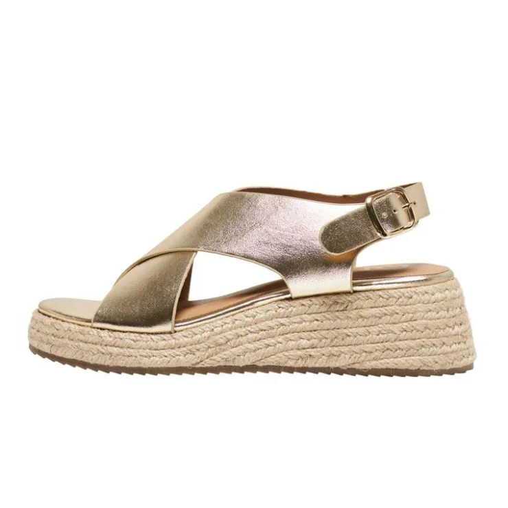 ONLY Sandales compensées espadrille Minerva brillante avec boucle Femme OR Best