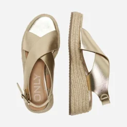 ONLY Sandales compensées espadrille Minerva brillante avec boucle Femme OR Best