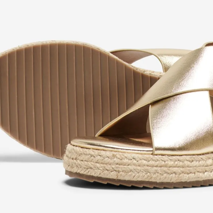 ONLY Sandales compensées espadrille Minerva brillante avec boucle Femme OR Best