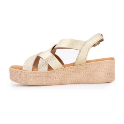 BIOSTOCK Sandales compensées gold imprimé croco Femme OR Best