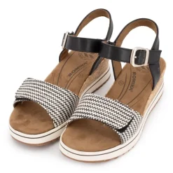 ROMIKA Sandales compensées imprimé graphique à scratch semelle liège black Femme NOIR Clearance