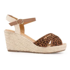 TOM TAILOR Sandales compensées imprimé léopard avec boucle doré Femme MARRON Online