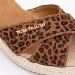 TOM TAILOR Sandales compensées imprimé léopard avec boucle doré Femme MARRON Online