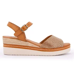 BIOSTOCK Sandales compensées à motif Femme MARRON Outlet