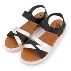 BIOSTOCK Sandales compensées argenté Femme NOIR Hot