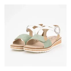 ROMIKA Sandales compensées sauge boucle dorée à scratch Femme VERT CLAIR Discount