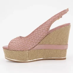 US POLO Sandales compensées tissés logo gold Femme ROSE CLAIR Outlet