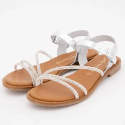 CARLA TORTOSA Sandales cristal boucle rond plat Femme ARGENT Hot