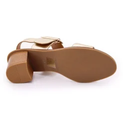 PIERRE CARDIN Sandales dé en cuir boucle cheville talon 7cm Femme OR New