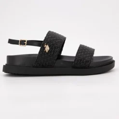 US POLO Sandales double bride kary tissées avec boucle Femme NOIR Outlet