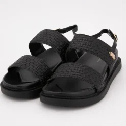 US POLO Sandales double bride kary tissées avec boucle Femme NOIR Outlet